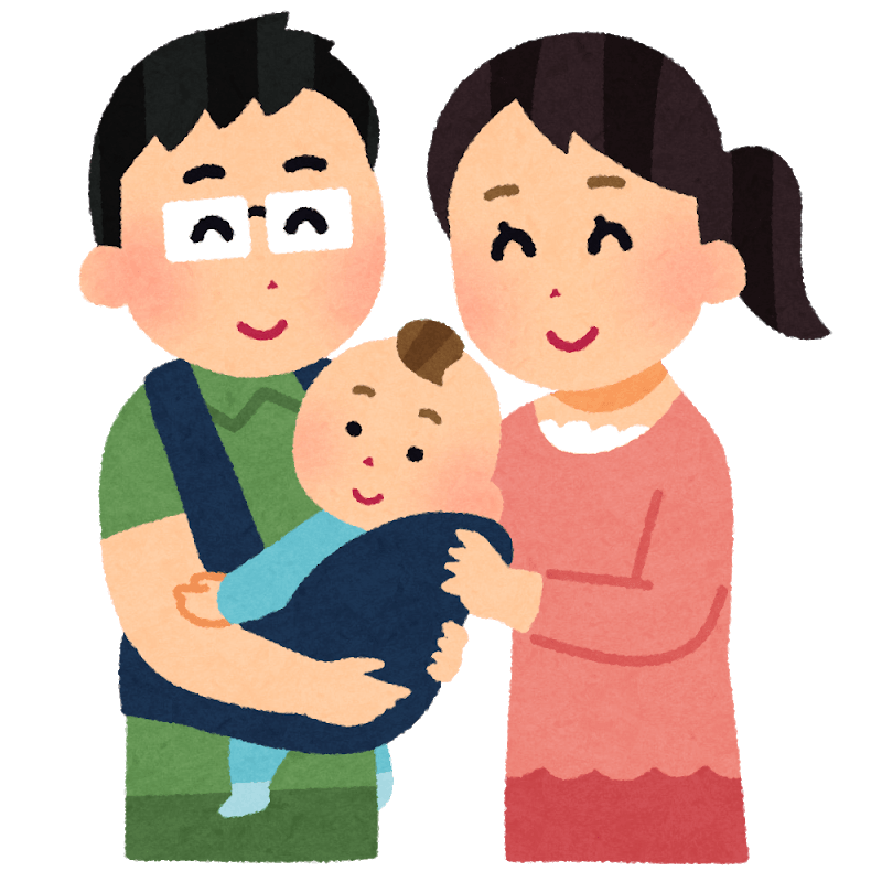 赤ちゃんを抱く夫婦のイメージ